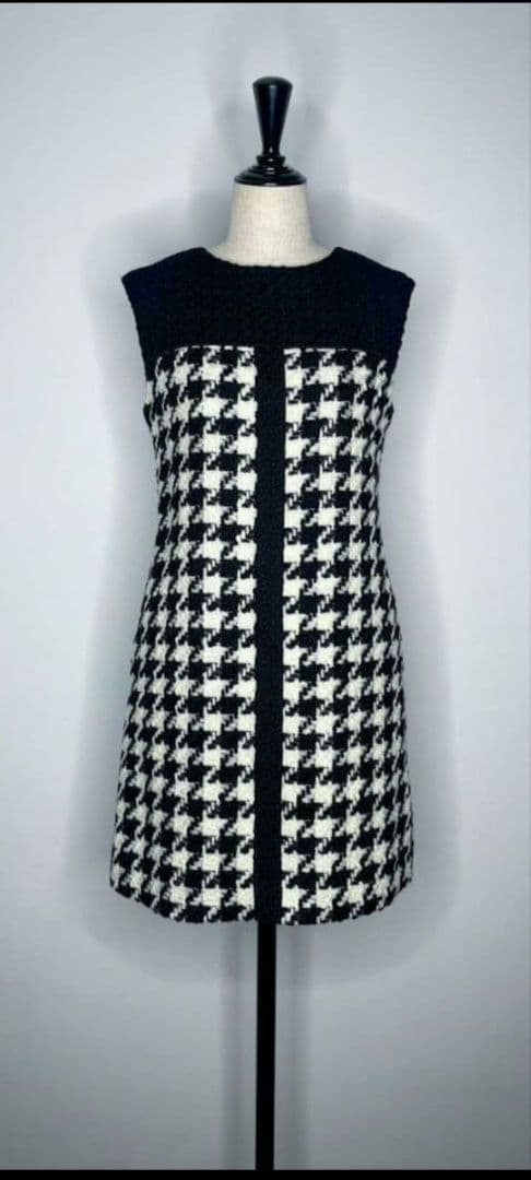 【値下げ】sheller シェリエ ハウンドトゥースツイードドレス