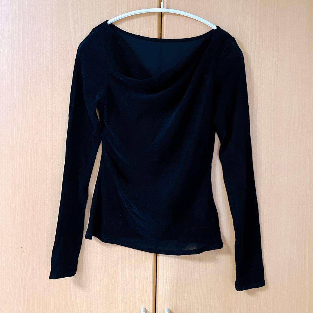 【美品】アシメドレープフロッキーチュールトップス ブラック フレイアイディー