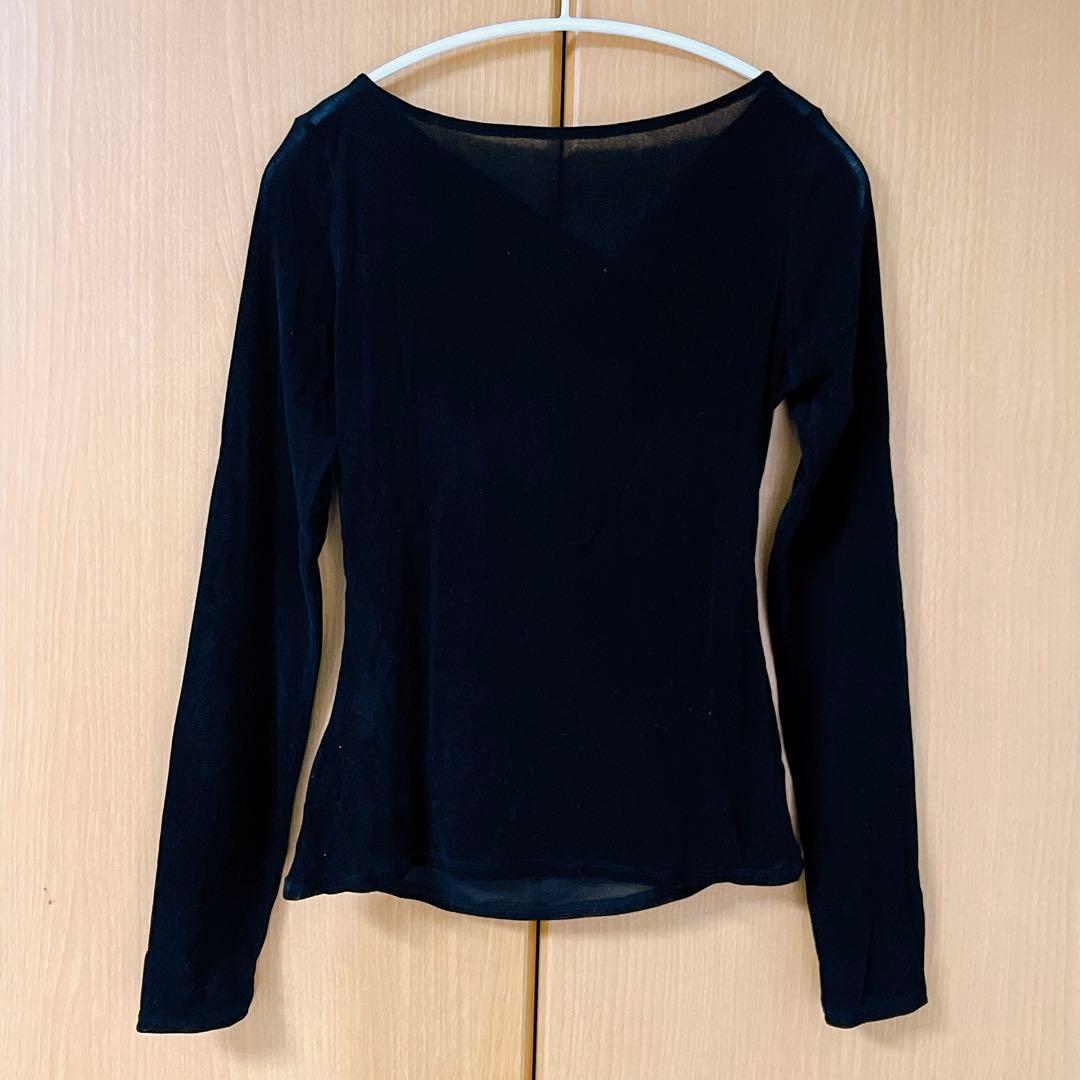 【美品】アシメドレープフロッキーチュールトップス ブラック フレイアイディー