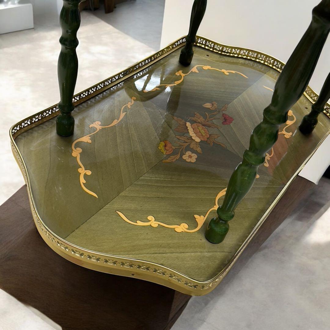 アンティーク　キッチンワゴン　バタフライテーブル　キャスター付