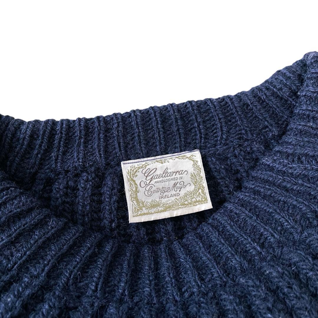 80s Gaeltarra リブ 畦編み ウール セーター アイルランド製