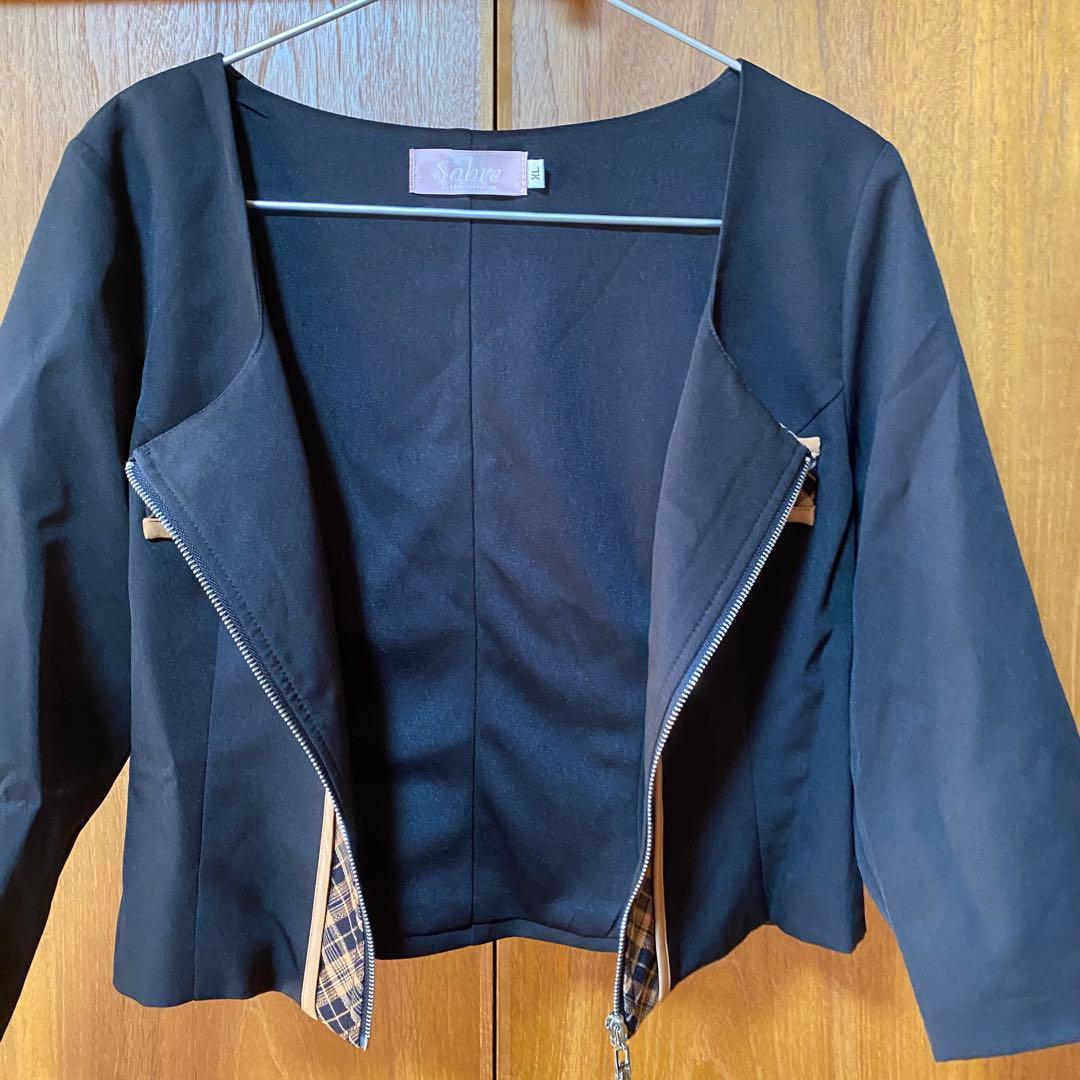 SOBRE ソブレ　チェック配色セットアップ　XL キャバ嬢　スカート　黒　茶系