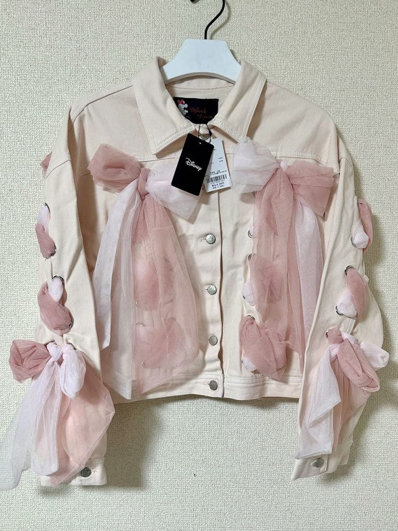 新品★タグ付き　アリーム　ミニーリボンデニムジャケット　ピンク