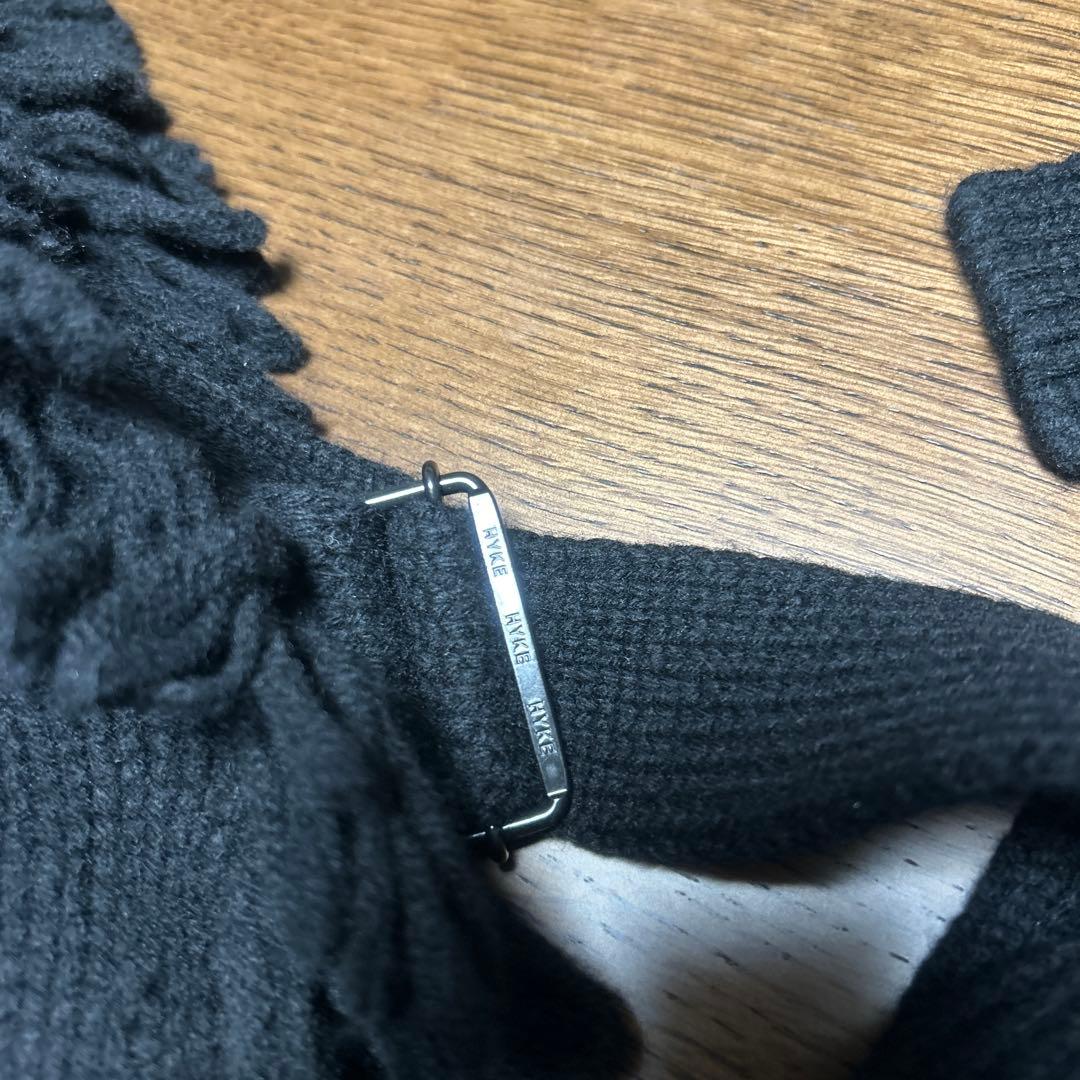 HYKEウールフリンジベスト黒