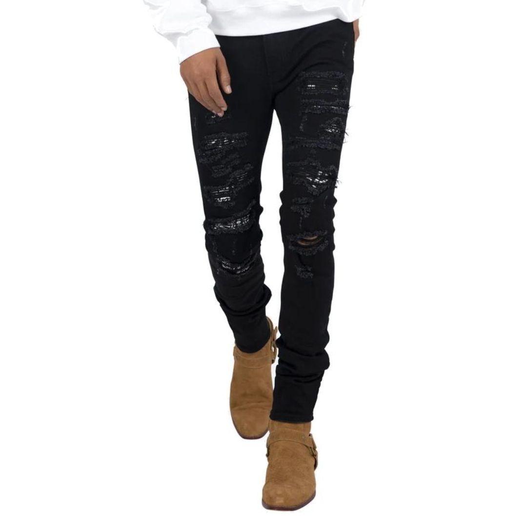 パンツ mnml X165 Paisley Stretch Denim Black