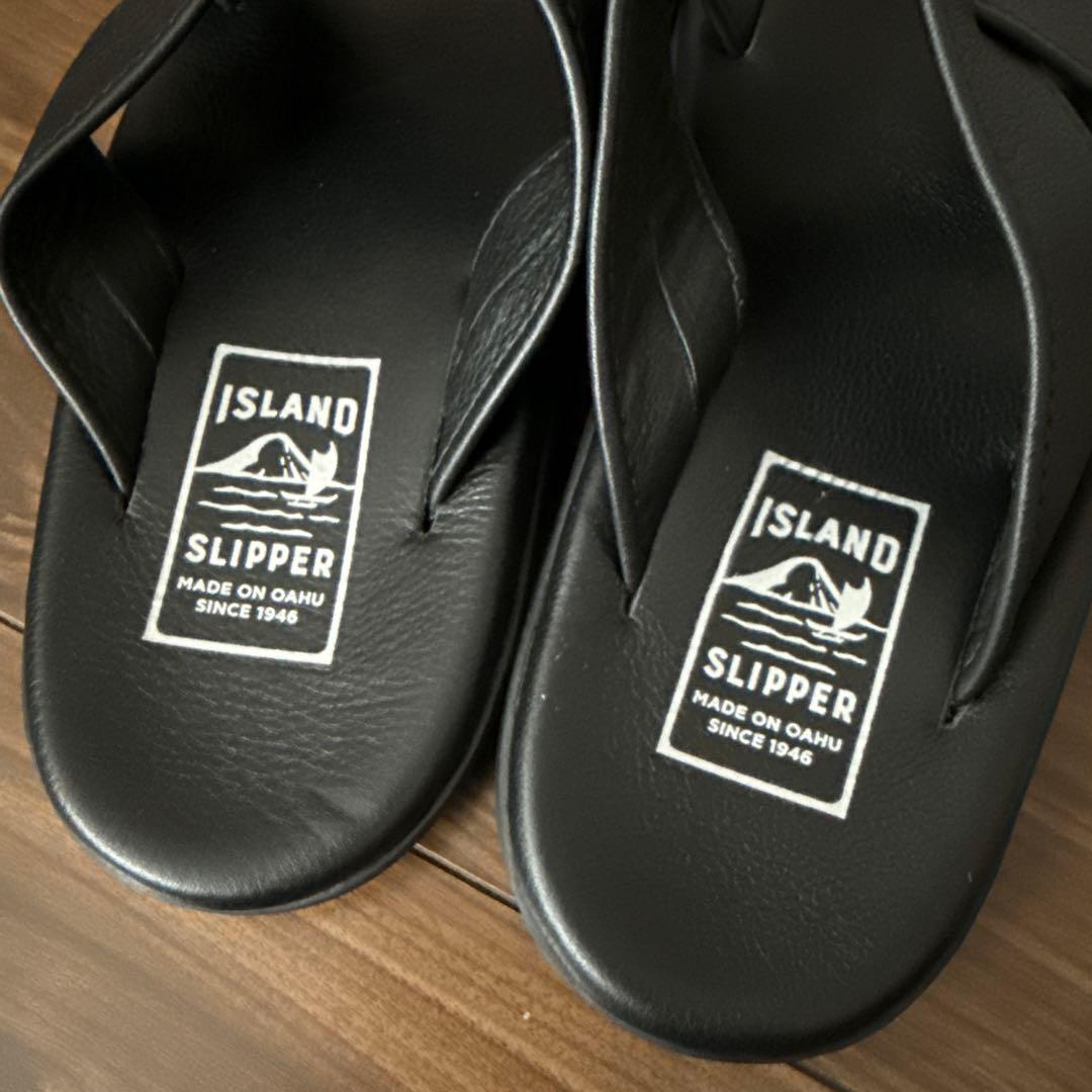 アイランドスリッパ/クロスストラップサンダル ブラック スムースレザー
