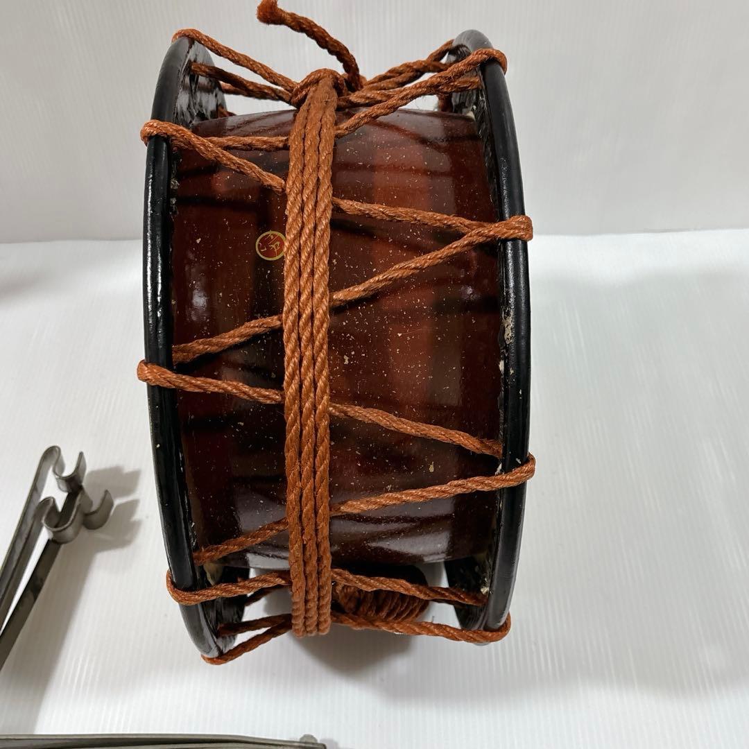 締太鼓 和太鼓 和楽器 締め太鼓 打楽器 35センチ レトロ 沖縄 台 バチ付き