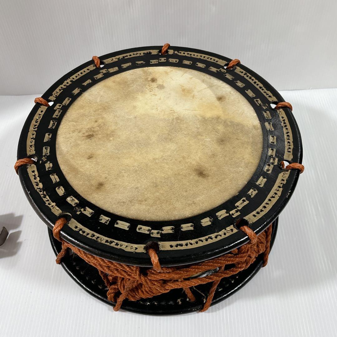 締太鼓 和太鼓 和楽器 締め太鼓 打楽器 35センチ レトロ 沖縄 台 バチ付き