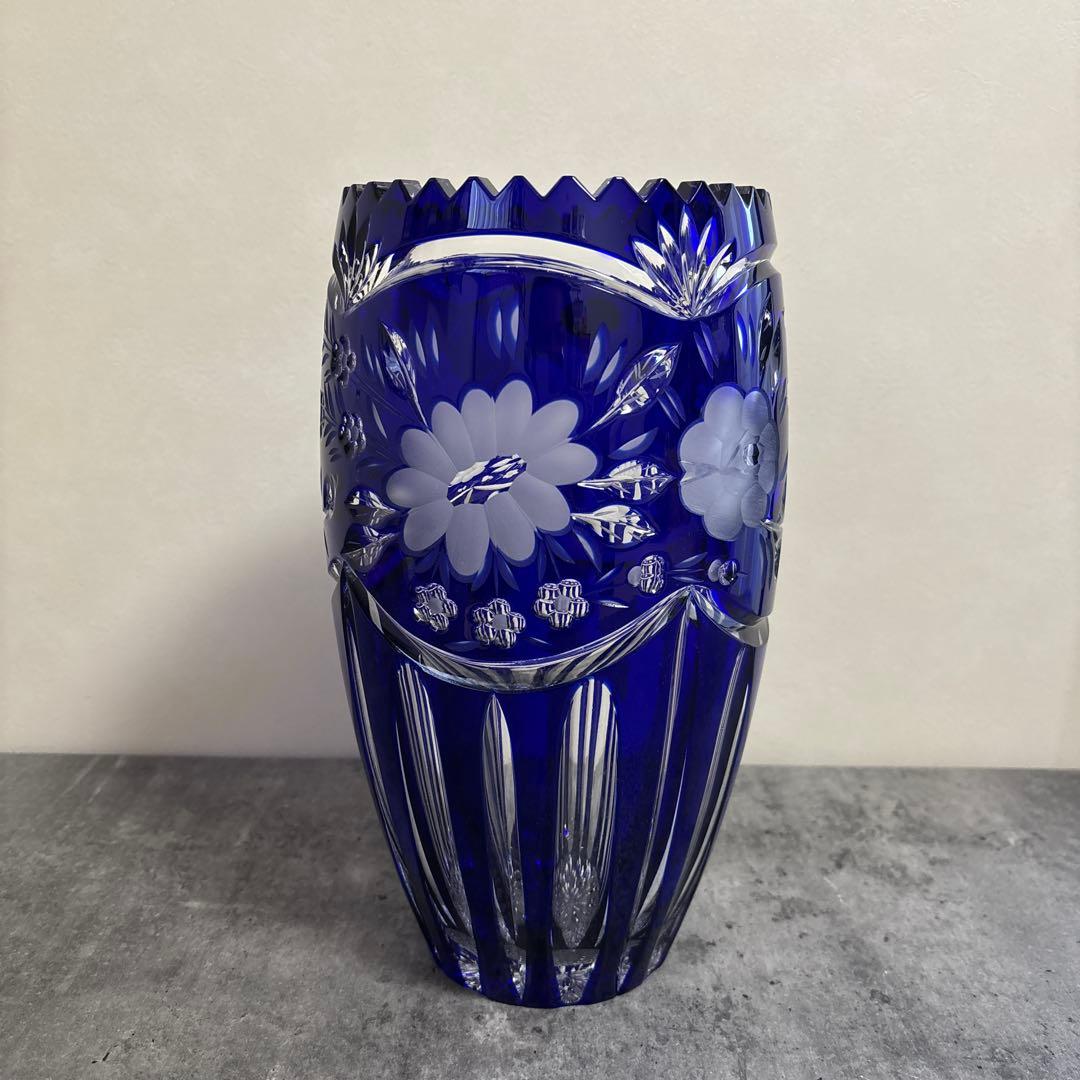 花瓶　ELBE crystal エルベ クリスタル 切子　花瓶　フラワーベース