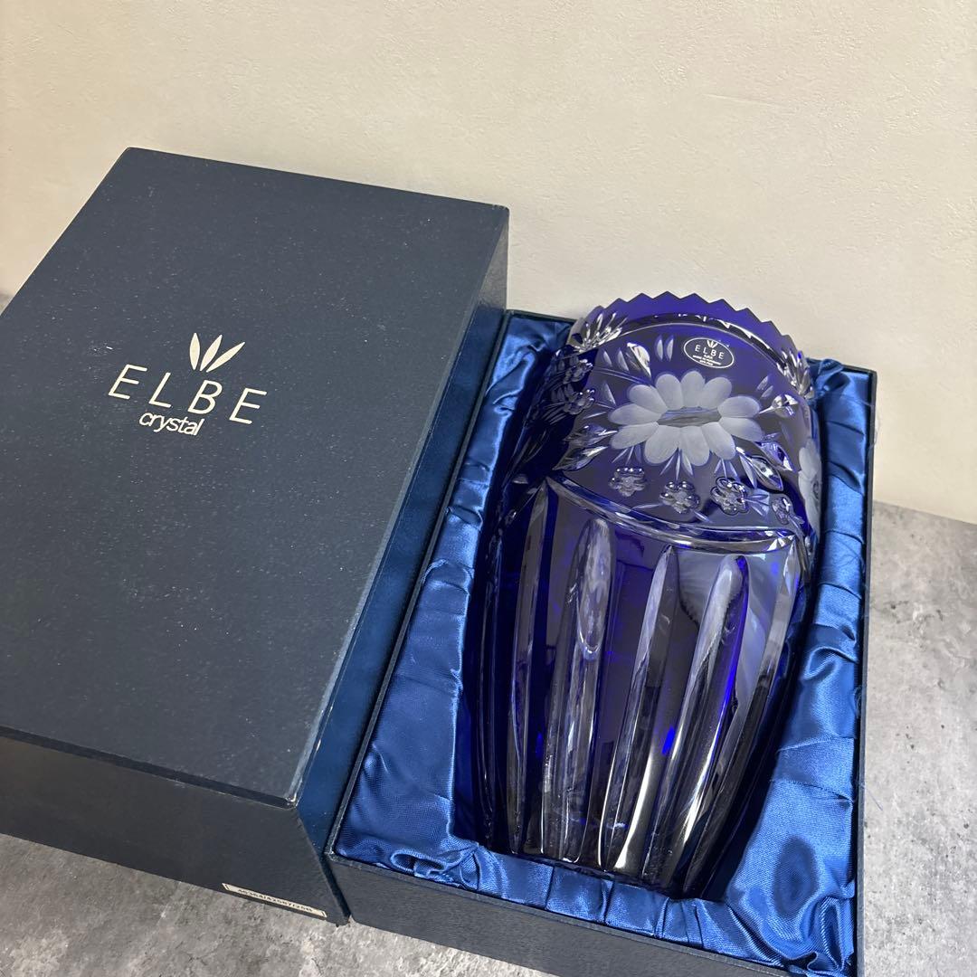 花瓶　ELBE crystal エルベ クリスタル 切子　花瓶　フラワーベース