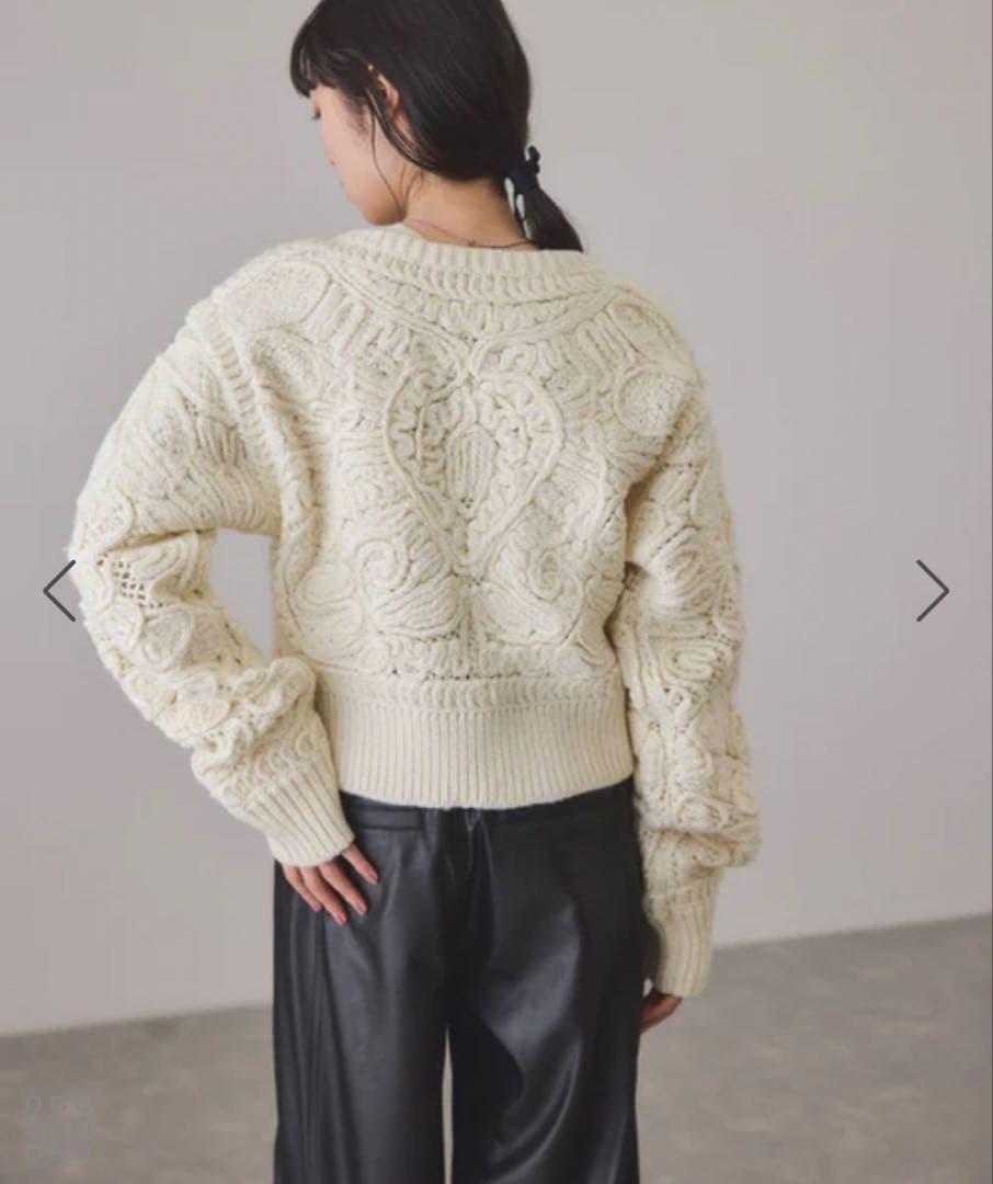 アダムエロペ　コードレースパターンニットカーディガン