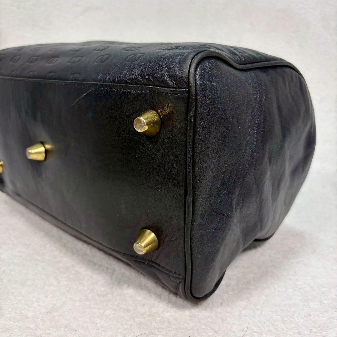 【美品✨】ヴァレンティノ　ミニボストンバッグ　ハンドバッグ　総柄　レザー　黒