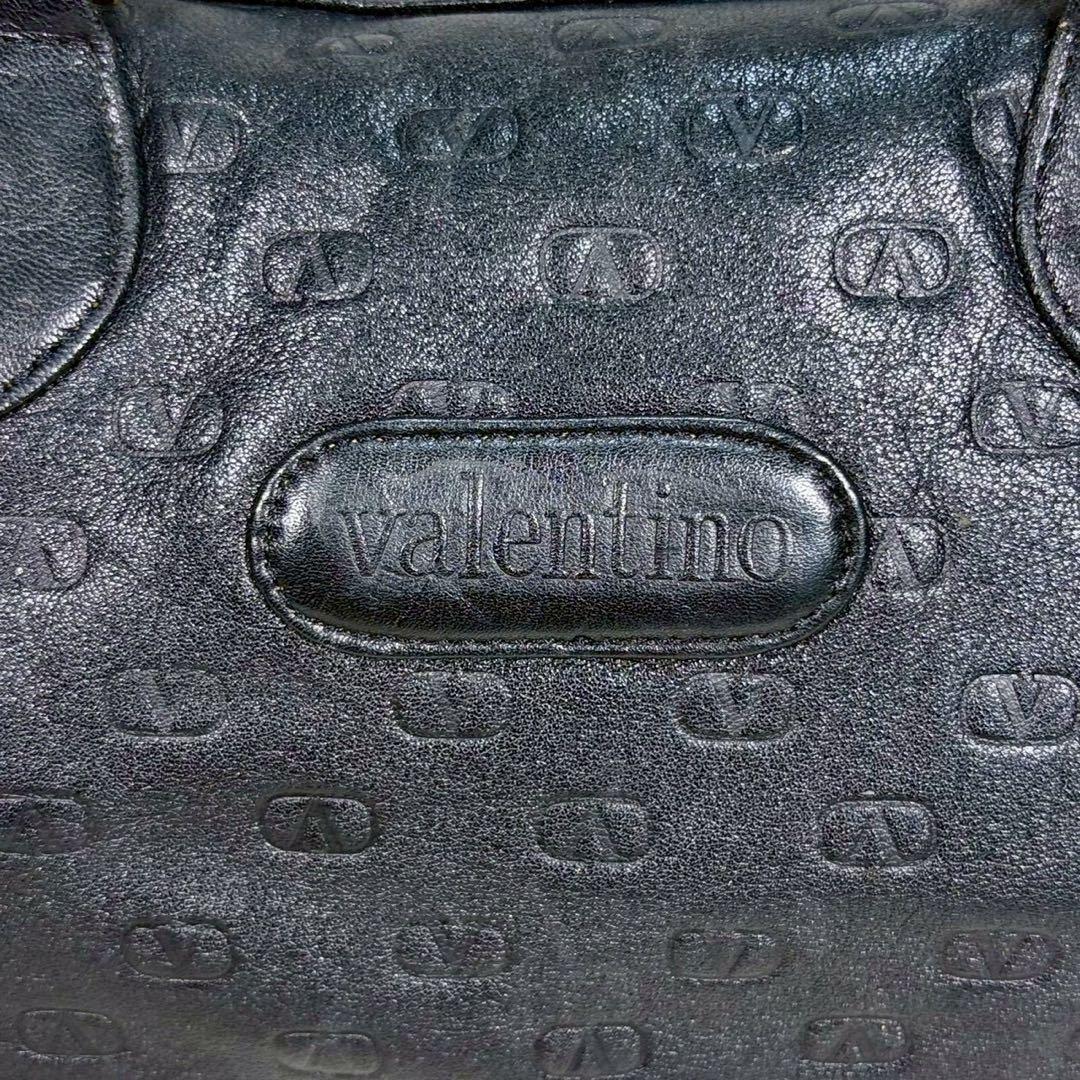 【美品✨】ヴァレンティノ　ミニボストンバッグ　ハンドバッグ　総柄　レザー　黒