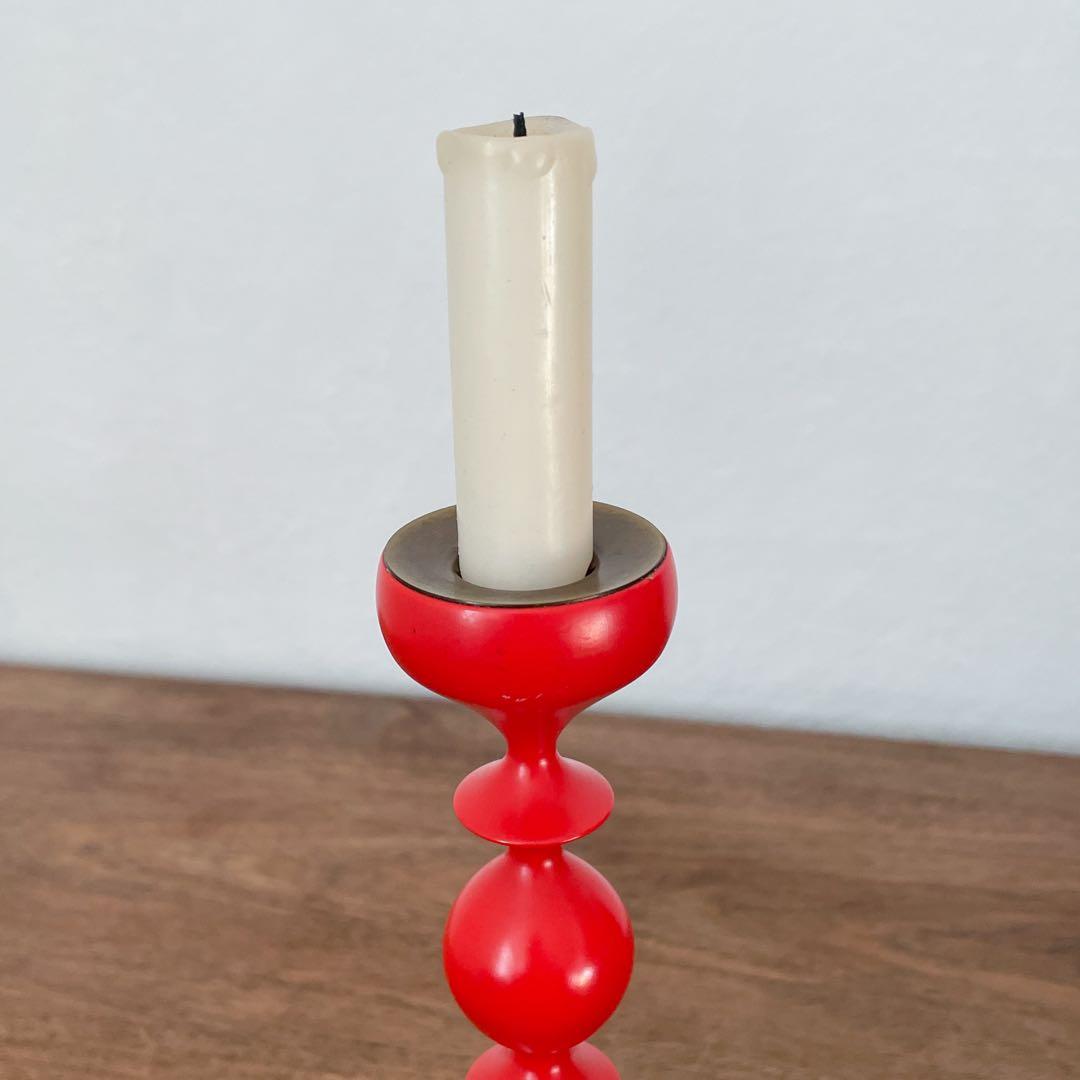 【ドイツ 赤いキャンドルスタンド】ミッドセンチュリー ヴィンテージ