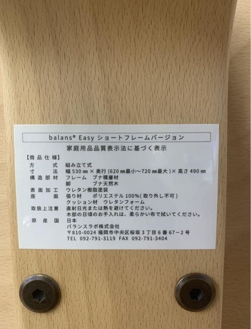 balans lab バランスチェア Easy ショートフレーム ピンク 日本製