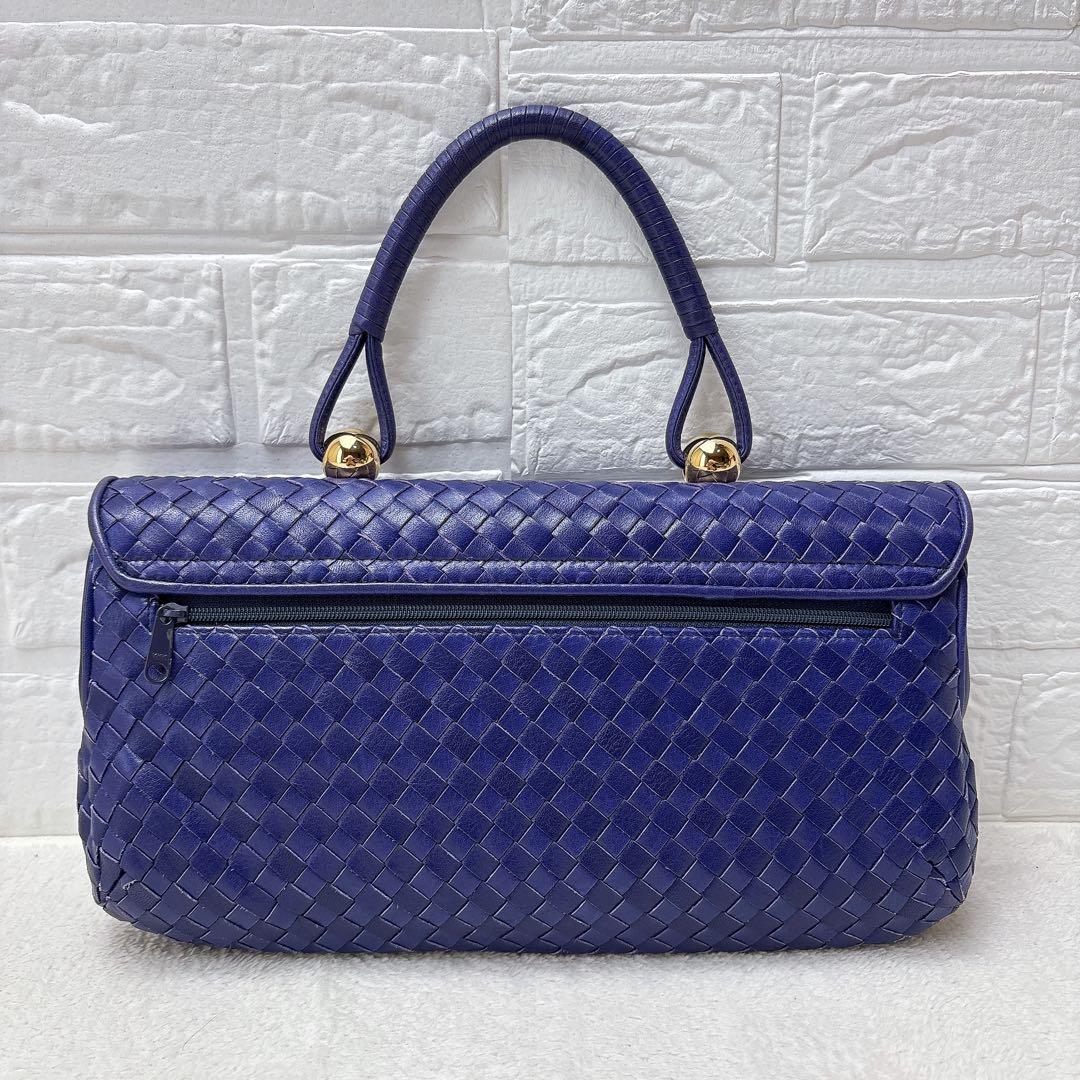 【希少✨】 ハマノ ロイヤルモデル イントレチャート ハンドバッグ レザー 青