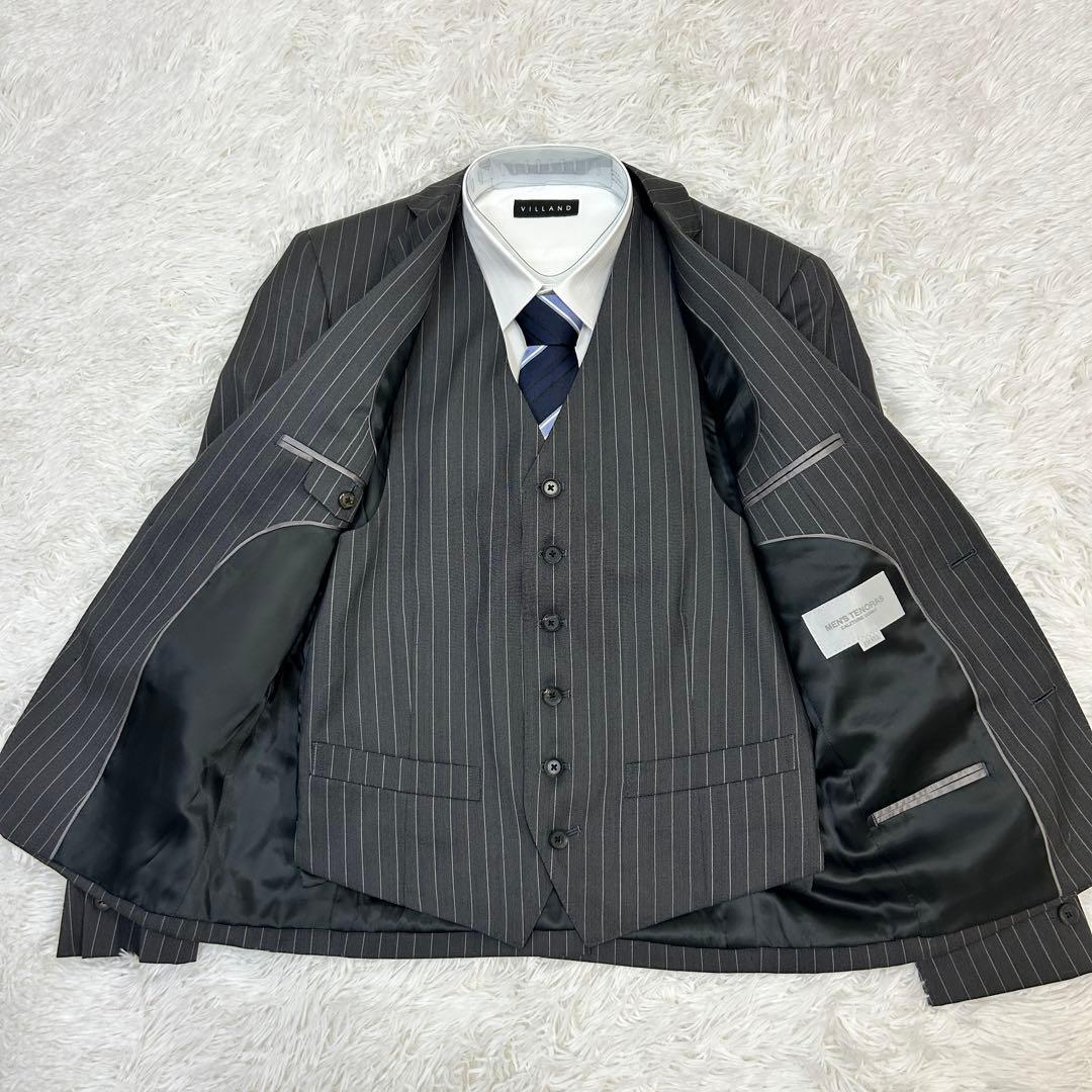 【極美品！】MEN'S TENORAS ティノラス 3ピース グレーストライプ