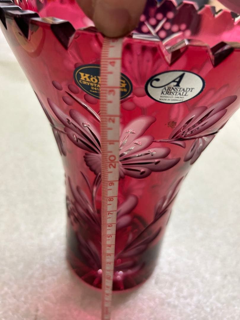 【新品未使用】König ケニッヒ クリスタルガラス 切子 花瓶 フラワーベース