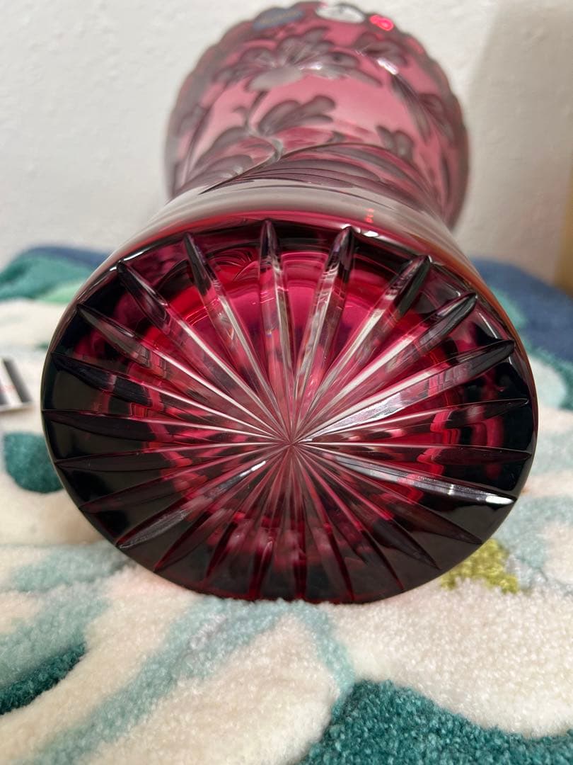 【新品未使用】König ケニッヒ クリスタルガラス 切子 花瓶 フラワーベース