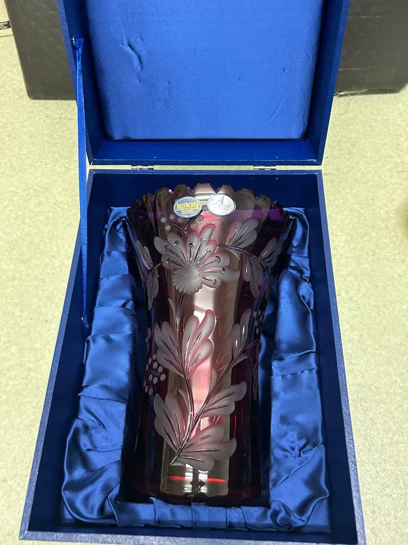 【新品未使用】König ケニッヒ クリスタルガラス 切子 花瓶 フラワーベース