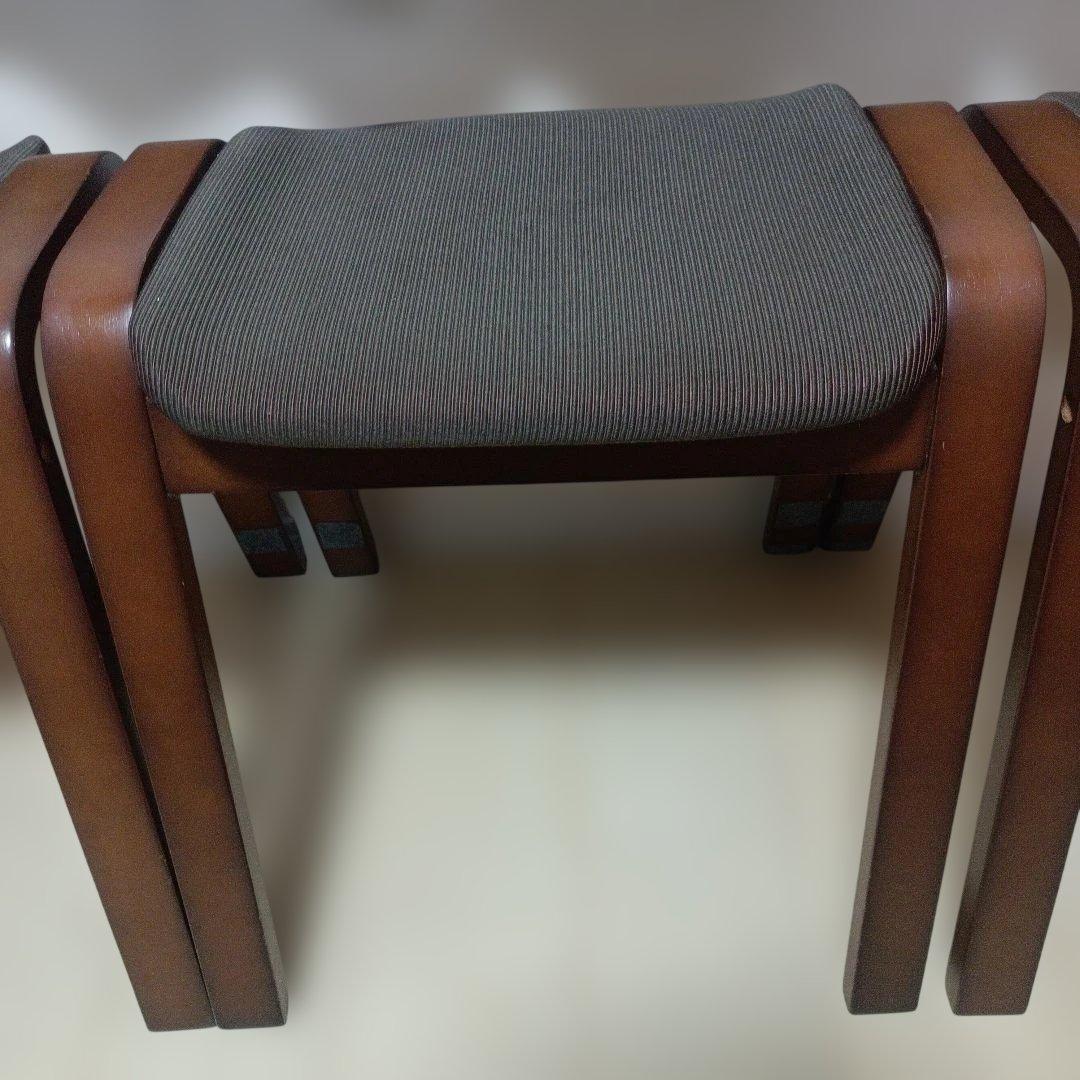 ニトリ　NITORI 木製スツール　リューク　布張り　ブラウン　３脚セット