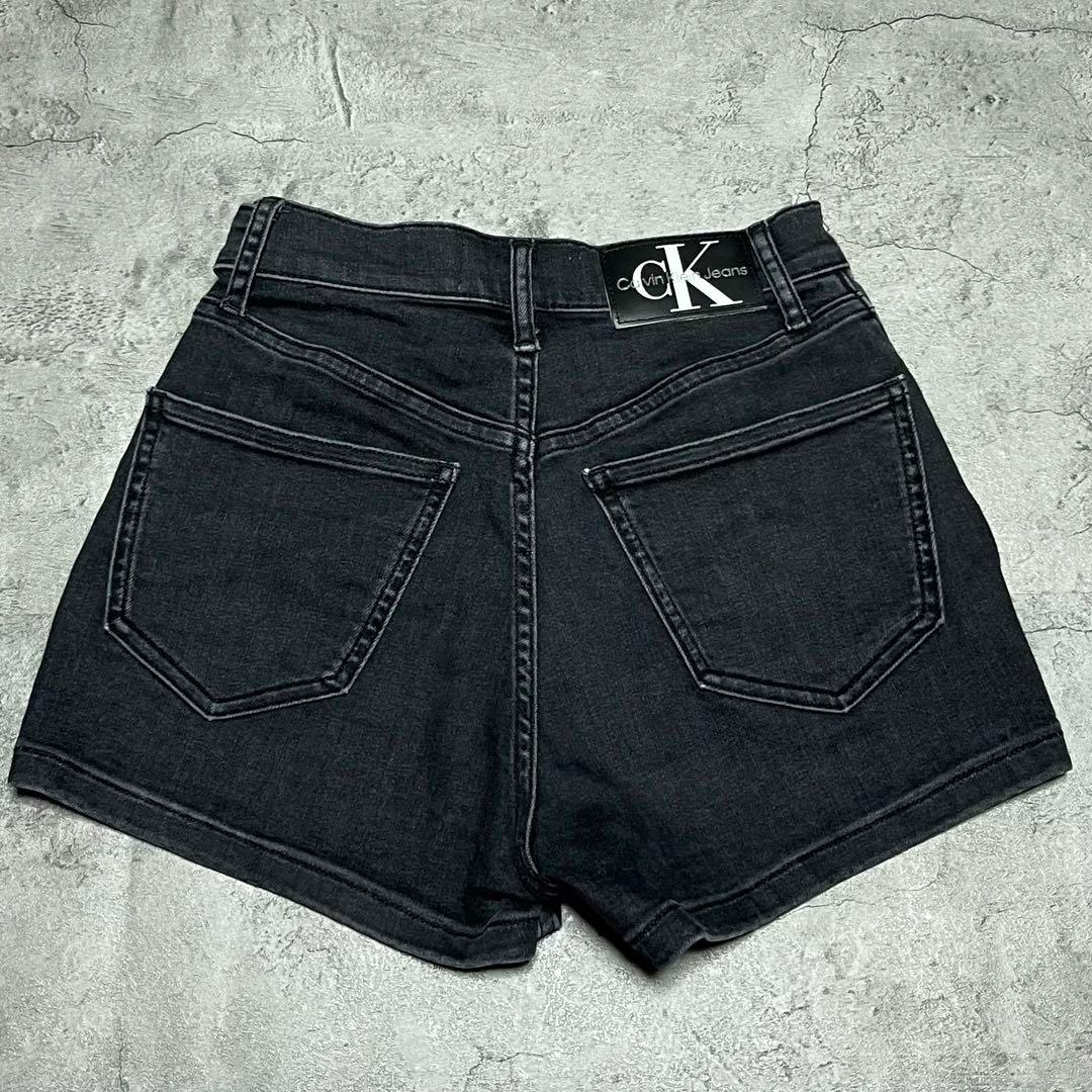 カルバンクラインジーンズ　刻印 パッチロゴ　ブラックデニムハーフパンツ　W25.