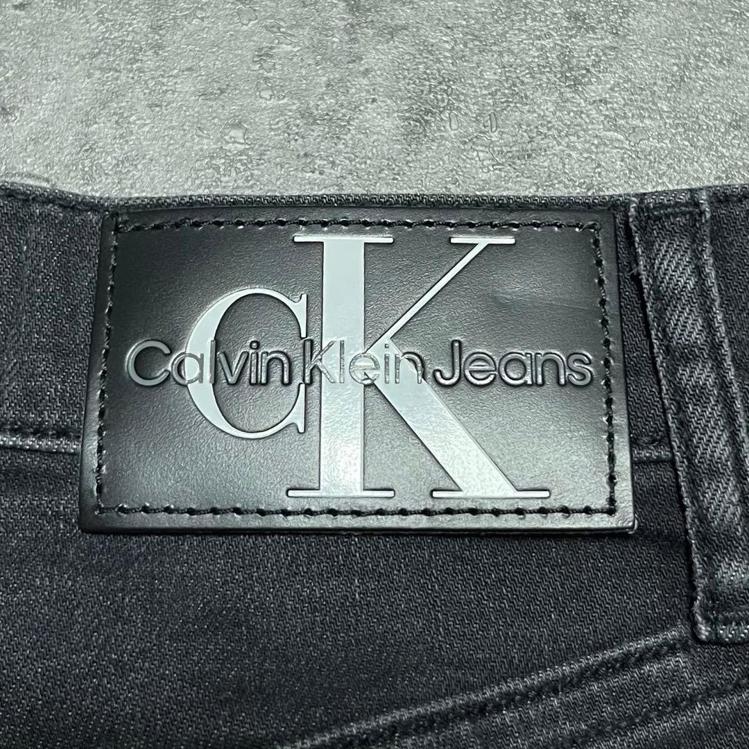 カルバンクラインジーンズ　刻印 パッチロゴ　ブラックデニムハーフパンツ　W25.