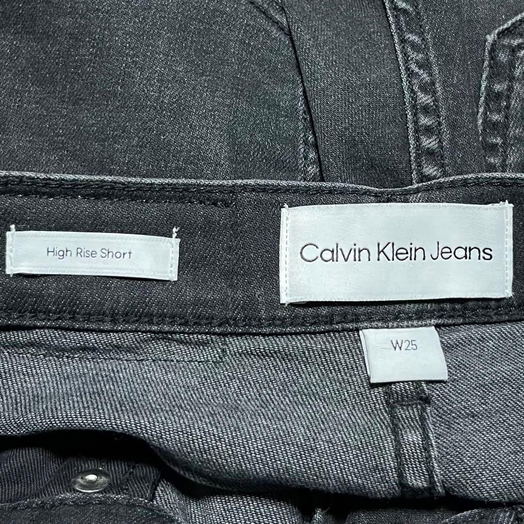カルバンクラインジーンズ　刻印 パッチロゴ　ブラックデニムハーフパンツ　W25.