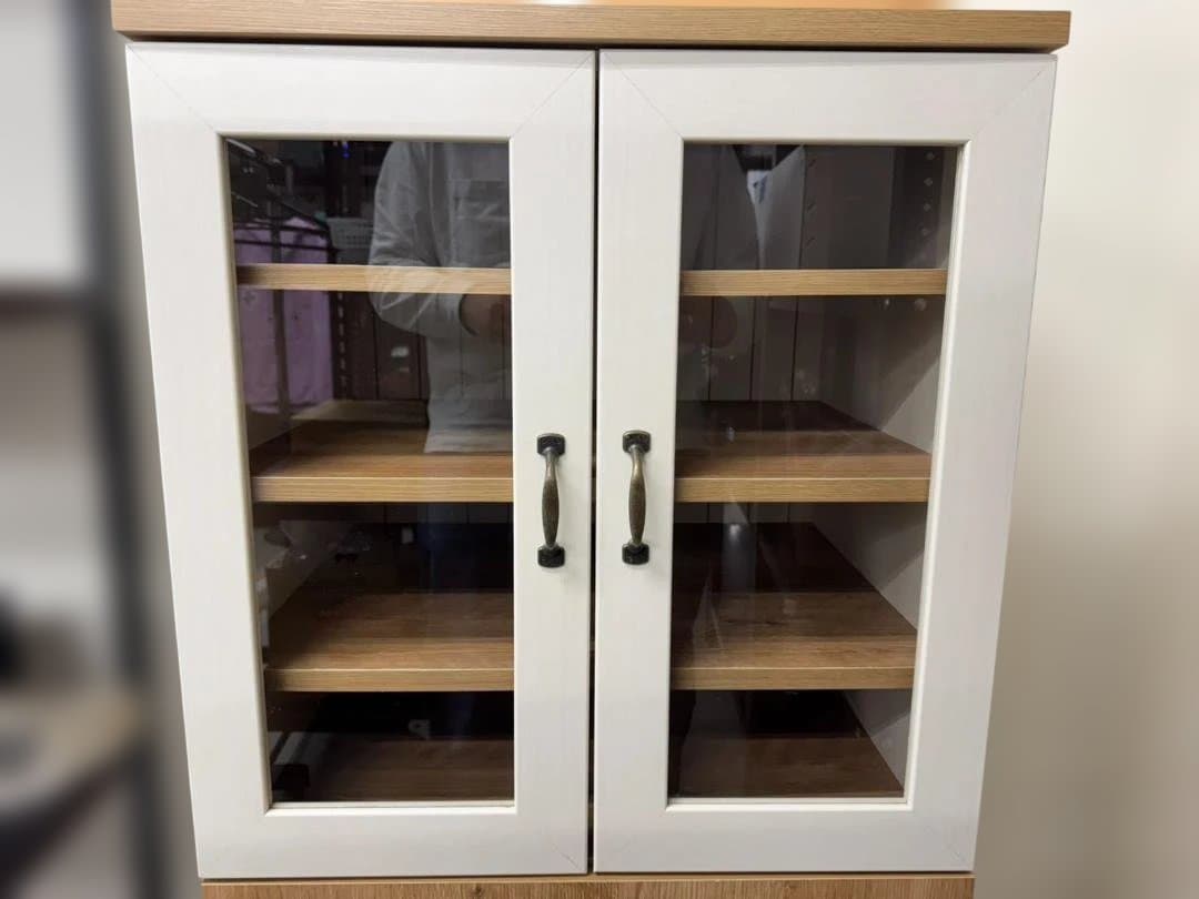 カリーナ 食器棚 フレンチカントリー風 キッチン キャビネット 白 木目