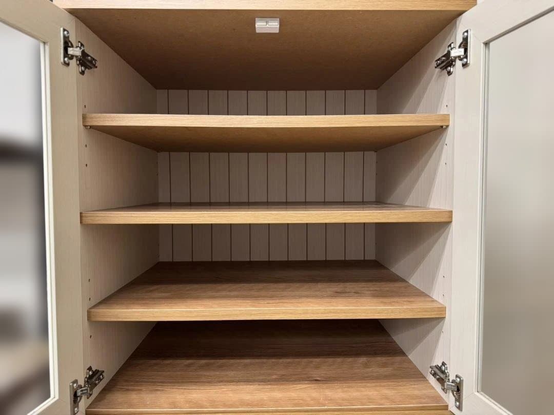 カリーナ 食器棚 フレンチカントリー風 キッチン キャビネット 白 木目