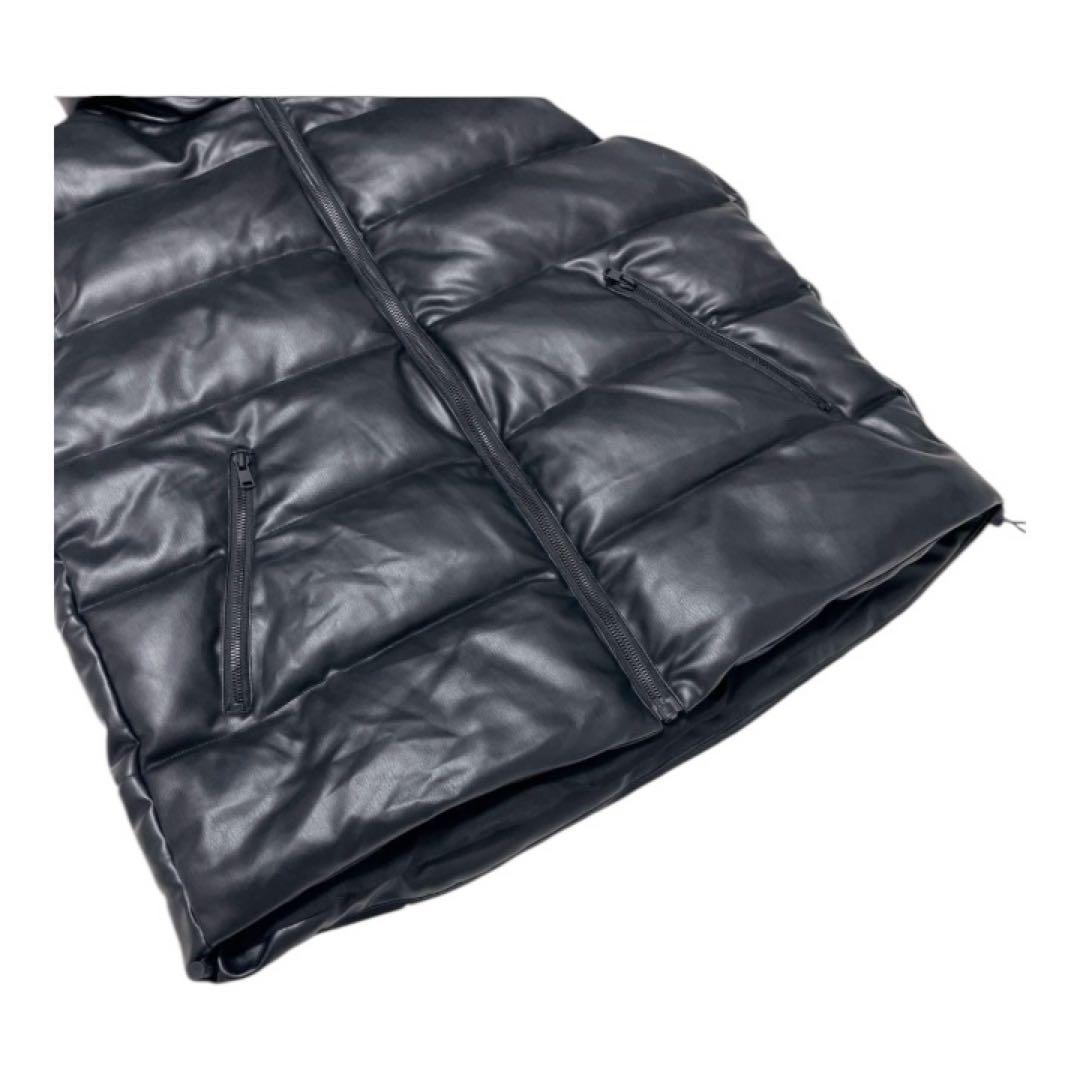 ZARA 希少 完売品 フェイク レザー ダウンベスト XLサイズ　パフベスト