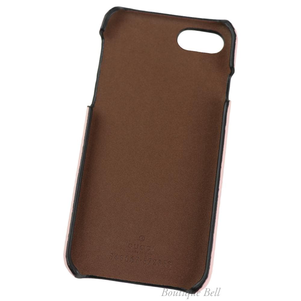 【グッチ】レザーグッチシマ キャット猫 iPhone7/8/SEケース ピンク