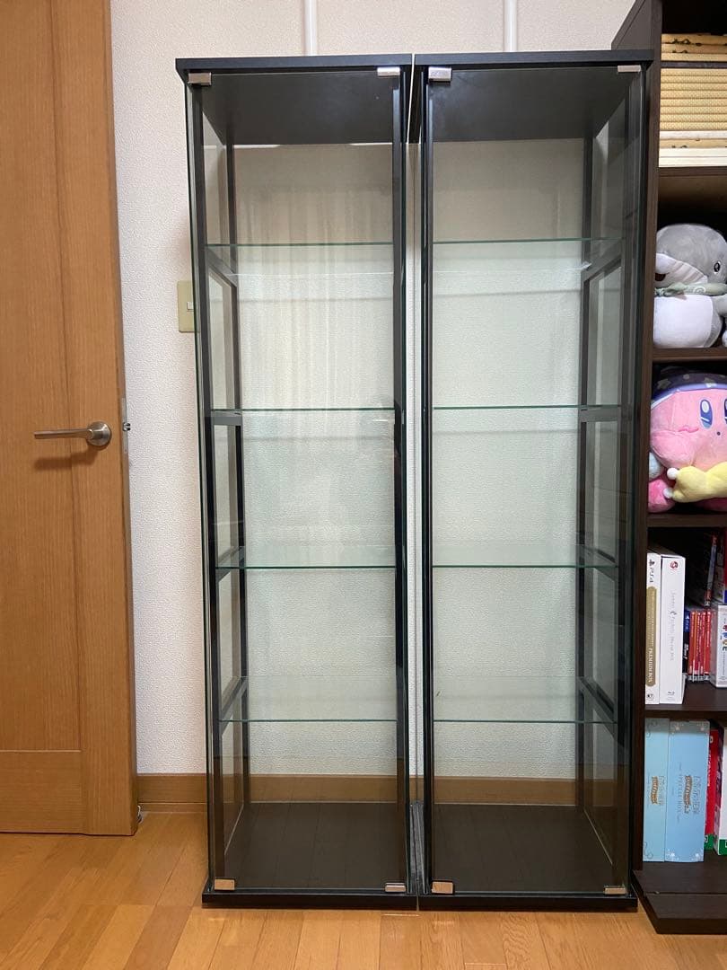 送料込み コレクションケース 5段 ブラック 強化ガラス 全面ガラス (1点)