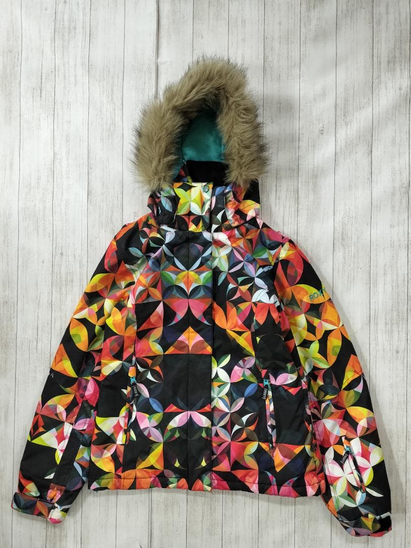 ロキシー/幾何学マルチカラーファージャケット×バック立体ロゴパンツ/ボードウェア