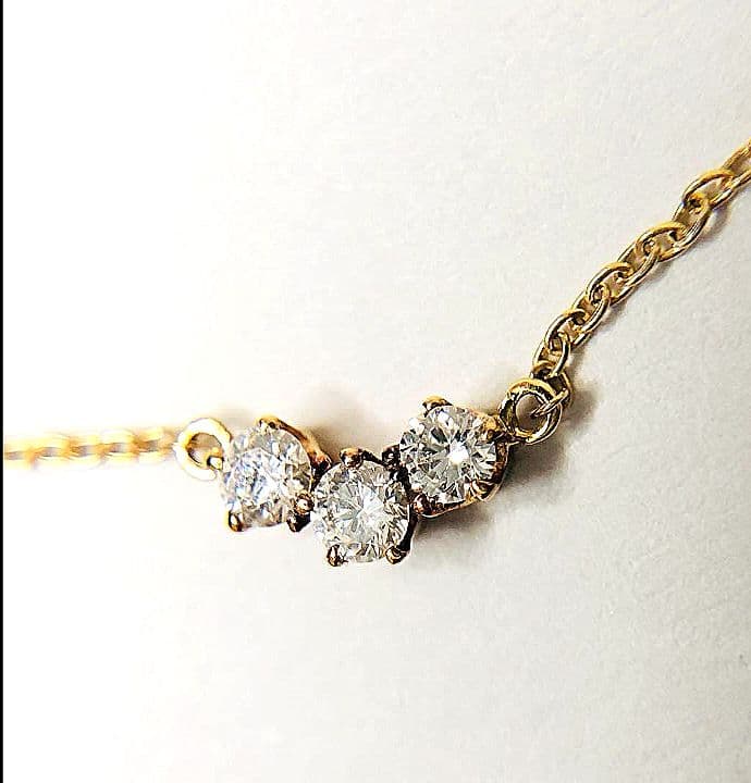 AHKAH　トレスダイヤネックレス　 K18YG ダイヤモンド0.10ct