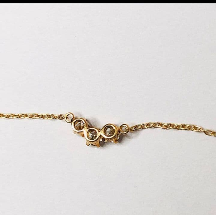 AHKAH　トレスダイヤネックレス　 K18YG ダイヤモンド0.10ct