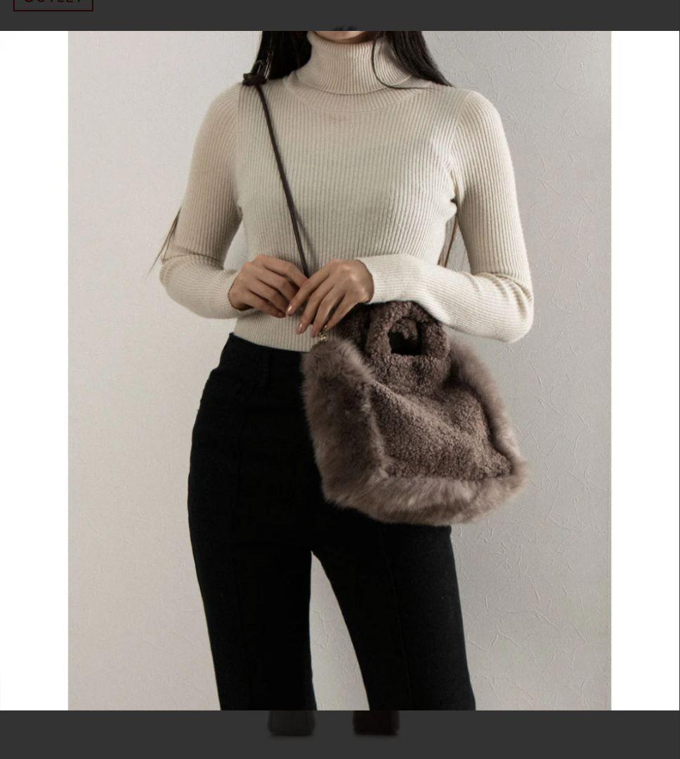 Lisa Conte ファーショルダーバッグ ネイビー