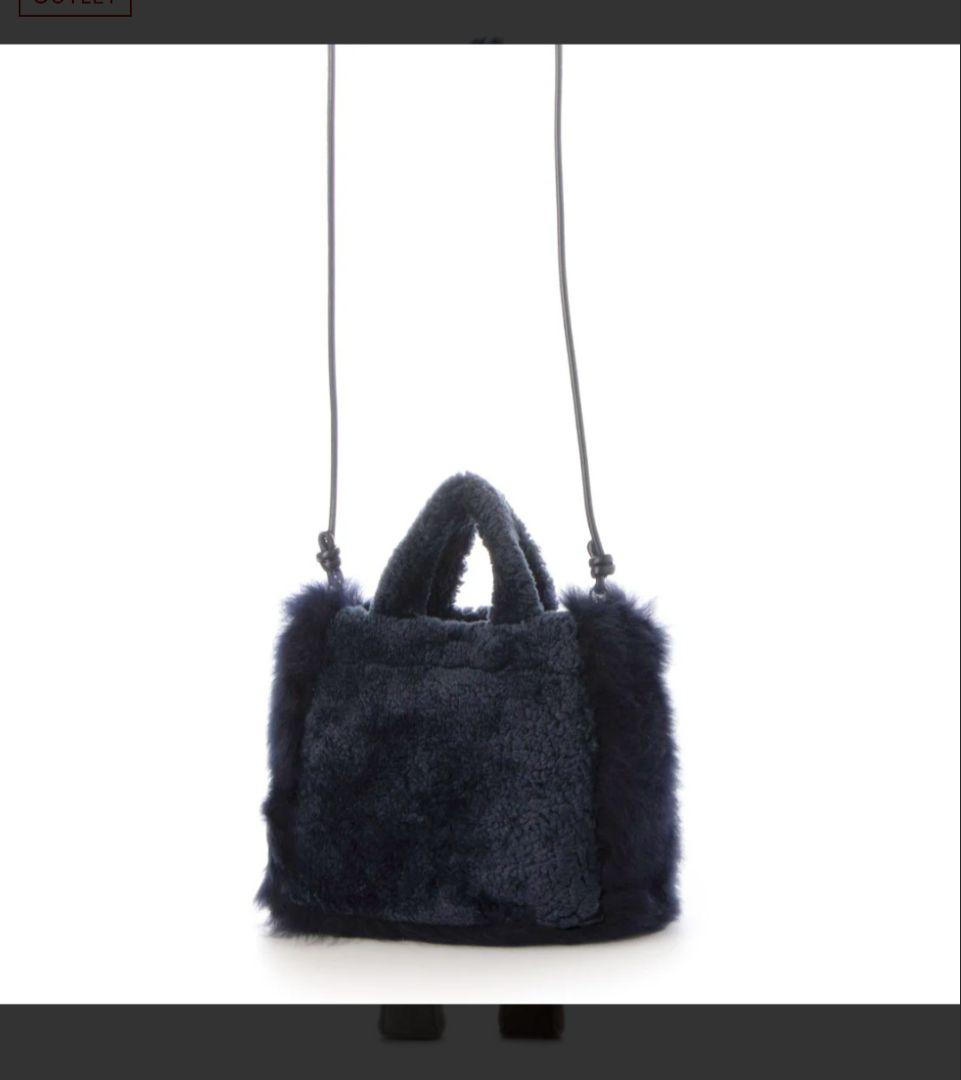 Lisa Conte ファーショルダーバッグ ネイビー