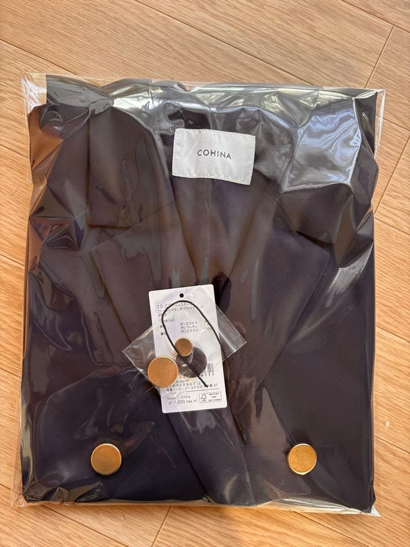 【COHINA】ゴールドボタンダブルジャケット　ネイビー