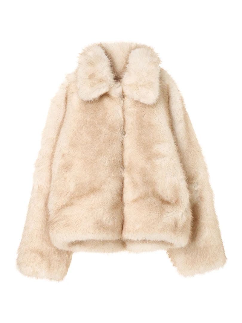 NKNIT 25AW faux fur big jacket ベージュ