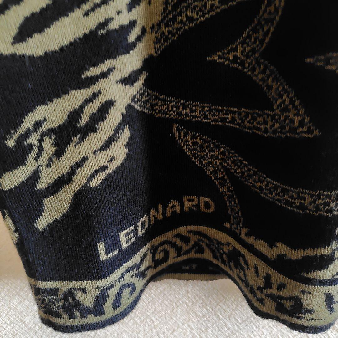 美品☆　レオナール　ニットロングワンピース 　黒・カーキ 長袖