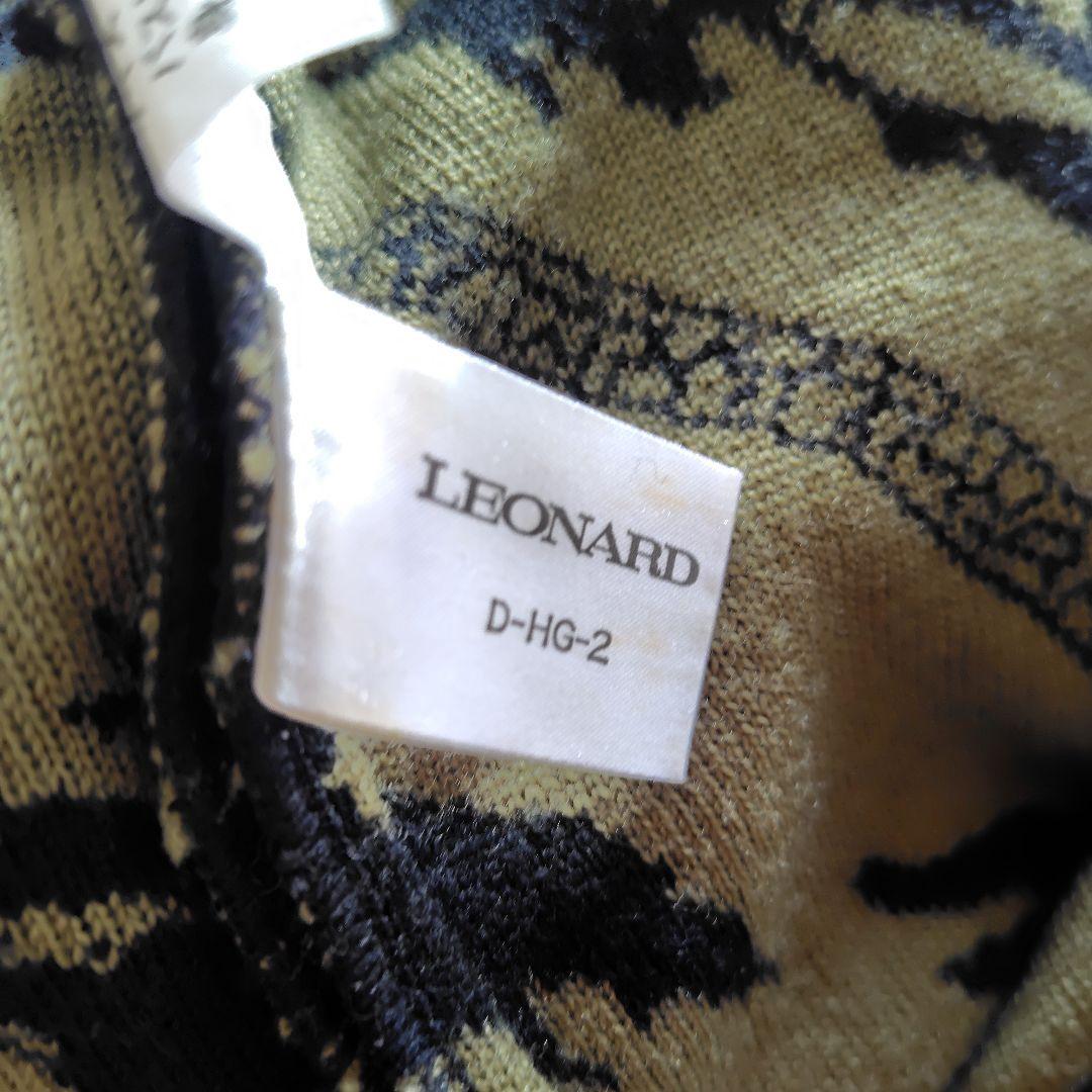 美品☆　レオナール　ニットロングワンピース 　黒・カーキ 長袖