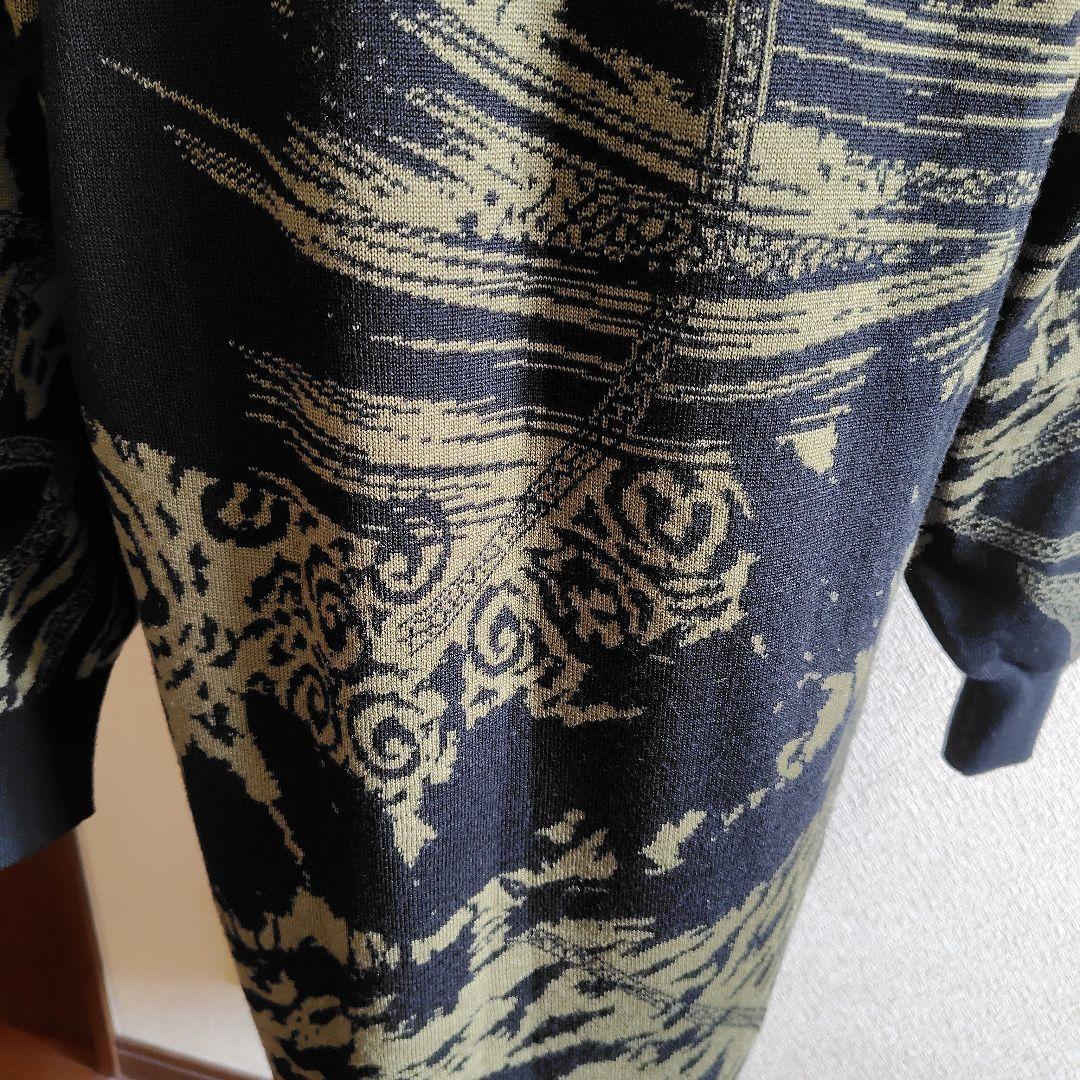 美品☆　レオナール　ニットロングワンピース 　黒・カーキ 長袖