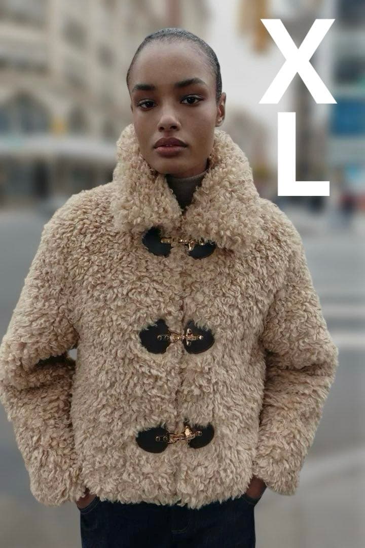 ZARA 新品　トグルボタン フェイクファージャケット　XL