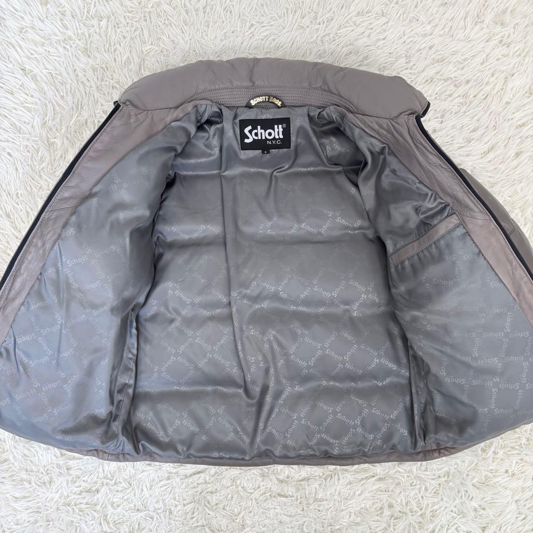Schott ショット 3191067 羊革 レザー ダウンジャケット グレーS