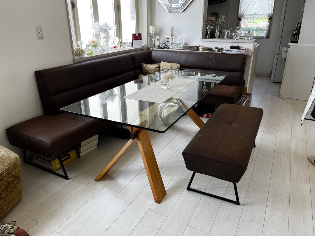 オシャレなダイニングソファ7〜8人掛け　横浜発⭐︎重ねたら乗用車に乗ります