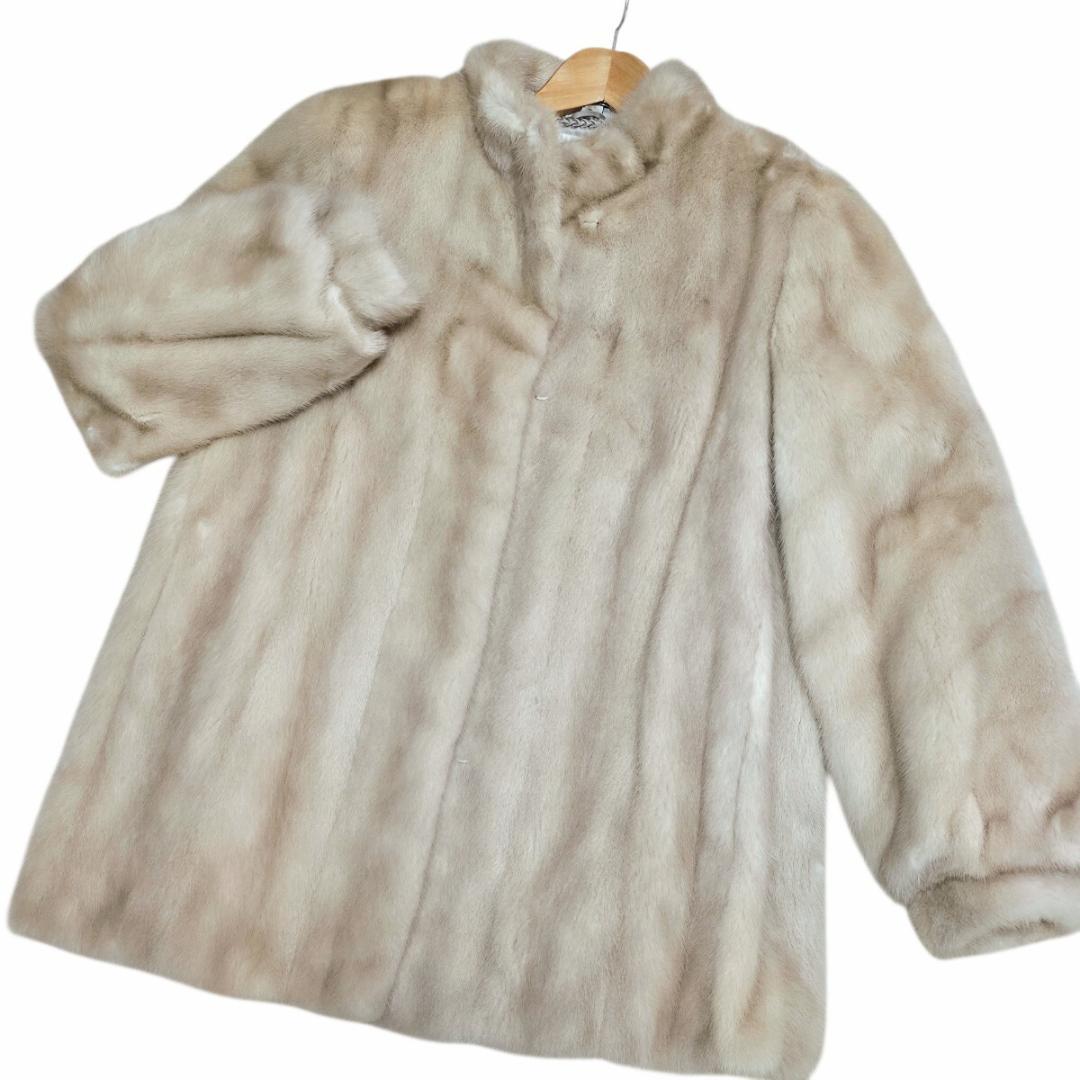 極太袖 パロミノミンクSAGA MINK コート リアルファー L位 毛並み◎
