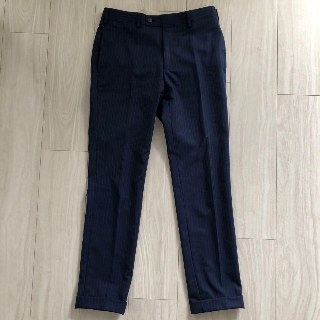 値下げ！【美品】オーダーメイドスーツ　シャドーストライプ　スリーピース