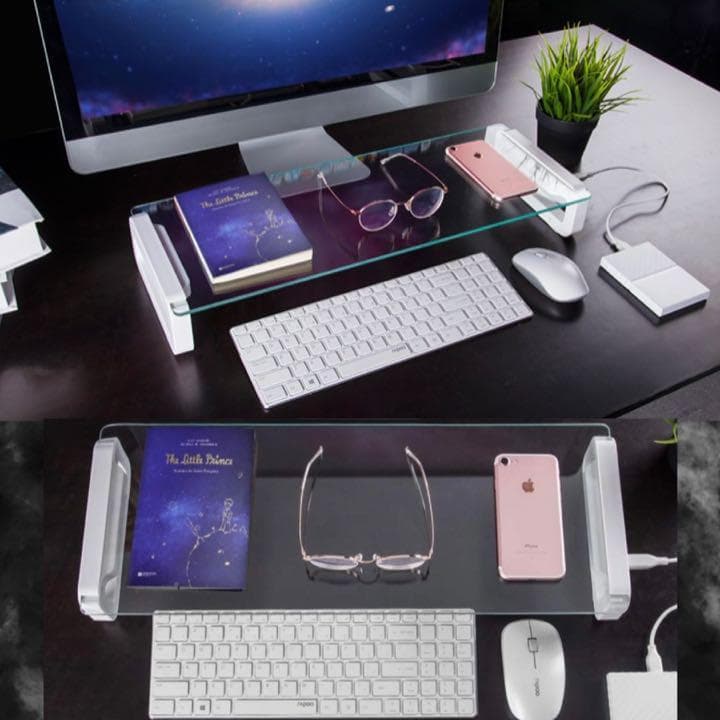 USBポート4つ搭載＆超高耐荷重50kg❣美しい強化ガラス製の高級ボード♪❤