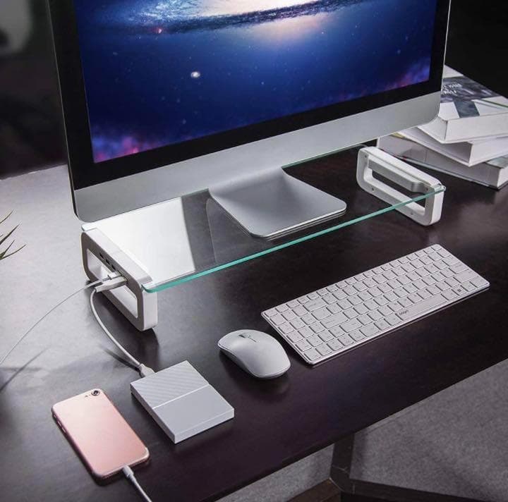 USBポート4つ搭載＆超高耐荷重50kg❣美しい強化ガラス製の高級ボード♪❤